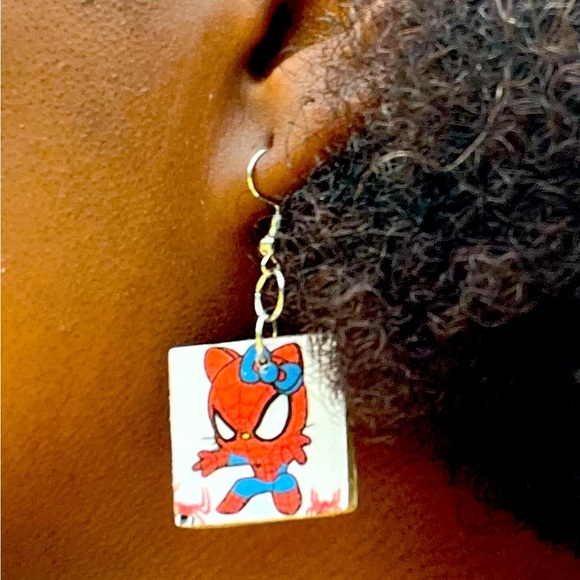 Hello Kitty Spider-Man Inspo Handmade Earrings 🕸️🕷️ - Picture 3 of 3